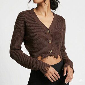 *Forever 21 Cropped Knit Distressed Cardigan